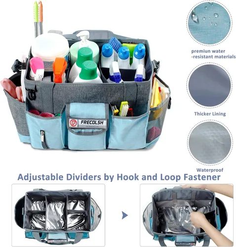 Miniatura 2 de Caddy de Limpieza para Suministros de Limpieza, Organizador con Bolsillos para Artículos Esenciales de Limpieza del Hogar, Organizador de Limpieza