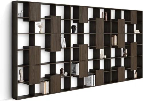 Miniatura 64 de Mobili Fiver, Iacopo XS Estantería con puertas de panel (63.31 x 31.5 pulgadas), color negro Ashwood, Made in Italy