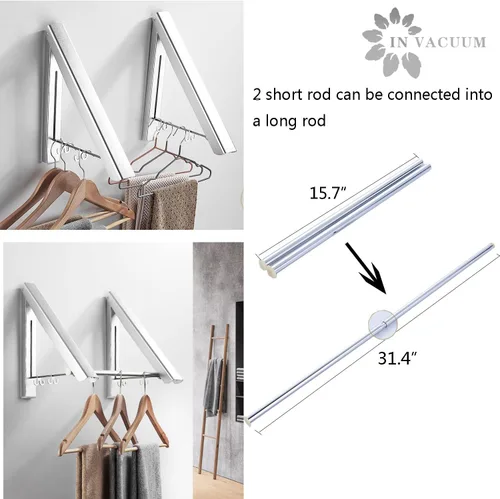 Miniatura 3 de IN VACUUM Tendedero plegable para interiores, estantes de secado plegables para lavandería, armario, organización de almacenamiento, aluminio, fácil