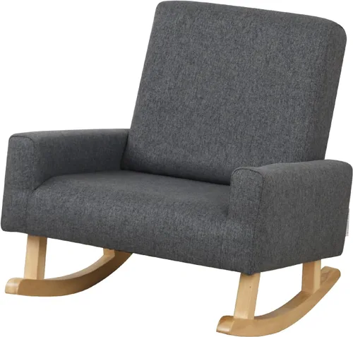 Miniatura 10 de Mecedora para bebé, silla para niños, sofá para niños, pie de madera tembloroso y tela de lino, sillón mecedor para niños y niñas (azul)