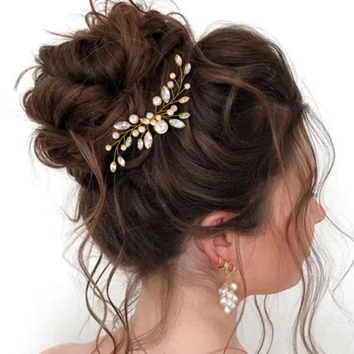 Miniatura 9 de JAKAWIN Accesorios para el cabello de boda Pin de pelo de novia Clip de pelo de novia para mujeres (plata)