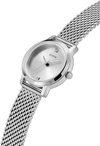 Miniatura 4 de GUESS US - Reloj analógico de malla en tono oro rosa con diamantes para mujer, plateado