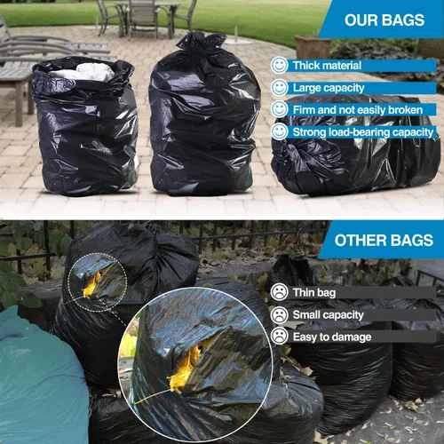 Miniatura 5 de Charmount Bolsas de basura de 55 galones, 1.5 mil-37 x 56 pulgadas con lazos, bolsas de basura negras grandes y resistentes para exteriores, trabajo
