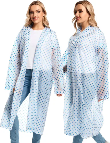 Miniatura 138 de 2 abrigos de lluvia de Borogo para adultos, chaquetas de lluvia reutilizables para hombres y mujeres