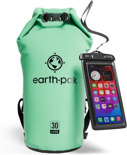 Earth Pak Bolsa Seca Impermeable - Mochila Impermeable de Cierre Enrollable Superior Mantiene el Equipo Seco para Kayak con Funda Impermeable para