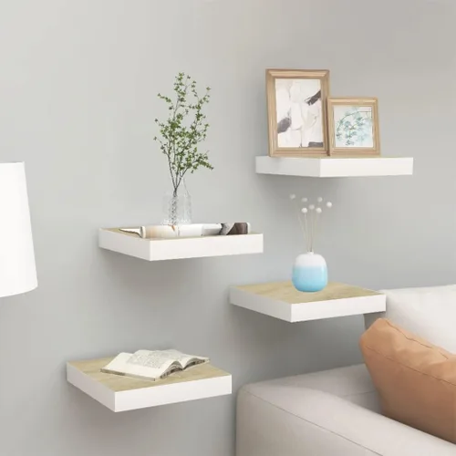 Miniatura 13 de Estantes flotantes de pared, juego de 4 estantes decorativos para montar en la pared, estante colgante con soportes invisibles para decoración