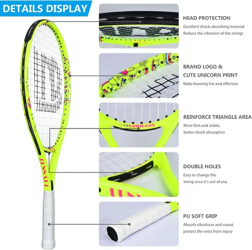 Miniatura 2 de Raqueta de tenis para niños y jóvenes, raqueta de tenis juvenil de 19/21/23/25 pulgadas con cubierta, adecuada para principiantes niños y niñas de 3