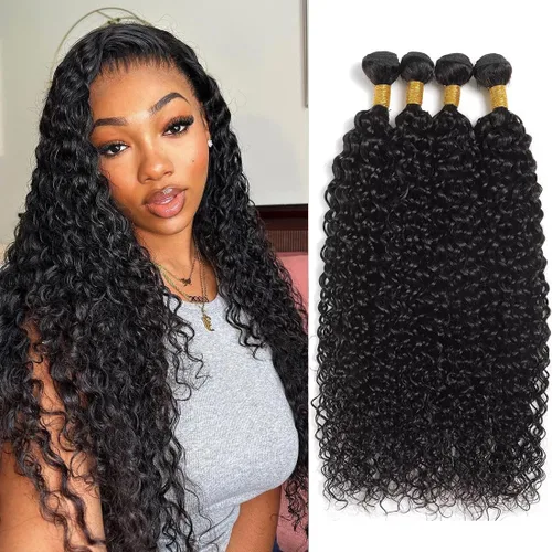 Paquetes de cabello humano brasileño ondulado (14, 16, 18, 20 pulgadas), cabello humano sin procesar 12A, paquetes húmedos y ondulados, extensiones