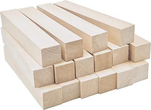 Thiecoc 16 bloques de tallado de tilo – 6 x 1 x 1 pulgada de tilo para tallar madera, tallar, manualidades