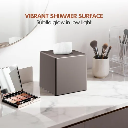 Miniatura 6 de Y-in Hand Funda para caja de pañuelos, soporte cuadrado para caja de pañuelos faciales, accesorios de almacenamiento para tocador de baño, encimeras