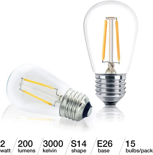Miniatura 2 de Brightech Ambience PRO - Bombillas LED de repuesto, bombillas LED Edison de plástico vintage de 2 W, 3000 K blanco neutro regulable para exteriores