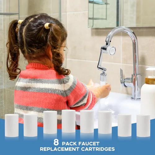 Miniatura 4 de 8 piezas de repuesto para purificador de filtro de grifo para fregadero de cocina/fregadero de baño, algodón PP para extensor de grifo, filtro