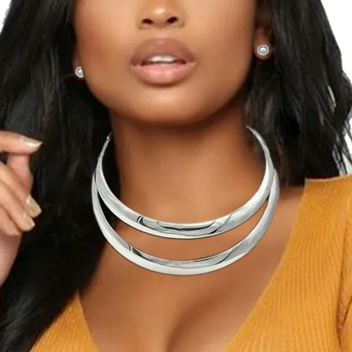 Miniatura 3 de Barode Gargantilla de collar africano, gargantilla dorada, babero, collares gruesos, conjuntos de aretes, joyería para mujer