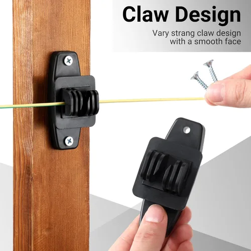Miniatura 4 de Pushglossy 100 aisladores eléctricos para vallas de alambre, aisladores eléctricos para postes de madera, accesorios para clavos de madera para Negro