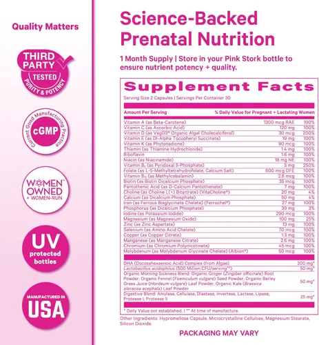 Miniatura 6 de Pink Stork Premium Prenatal: vitaminas prenatales naturales + ingredientes orgánicos de alimentos integrales + folato + vitamina A + vitamina C +