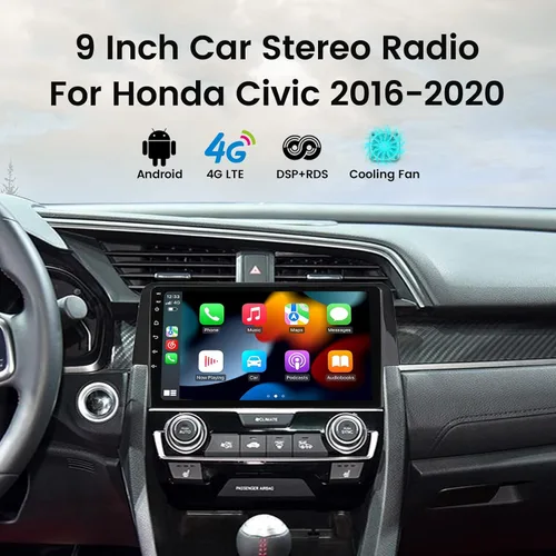Miniatura 3 de Radio estéreo Android para Honda Civic 2016 2017 2018 2019 2020 2021, 8 núcleos inalámbricos con cable para Car-Play Android Auto GPS Navegación