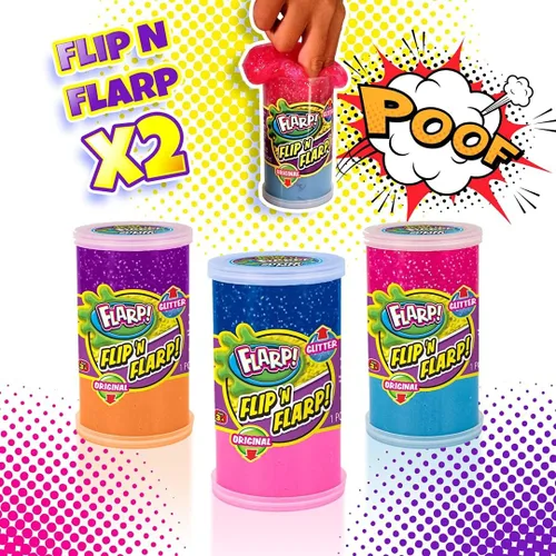 Miniatura 4 de JA-RU Flip & Flarp - Masilla de ruido para niños, paquete doble, original y purpurina (1 paquete surtido), fabricante de ruido de gas fart, limo