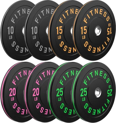 Miniatura 29 de Discos de peso olímpicos de 2 pulgadas y caucho para barras, discos para gimnasio en casa, entrenamiento de fuerza y levantamiento de pesas, 10 a