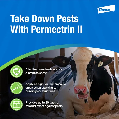 Miniatura 6 de Insecticida Permectrin II para animales de granja, insecticida, efectos residuales de 30 días, botella de 8 onzas líquidas