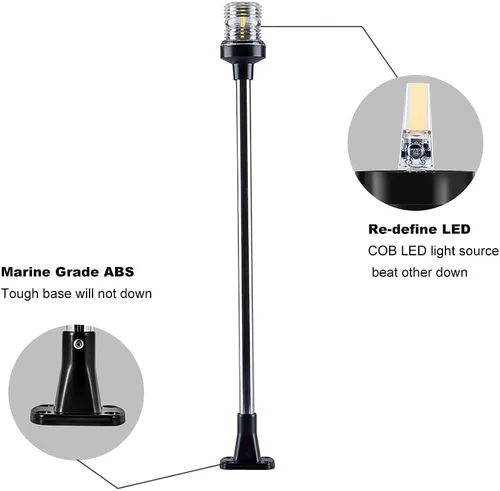 Miniatura 5 de Luz LED blanca plegable para popa de barco para pontón (24 pulgadas)