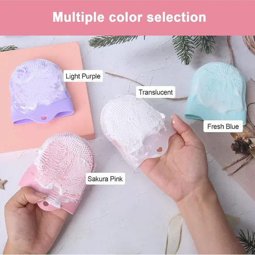 Miniatura 4 de Coolnice Cepillo de limpieza – Cepillos faciales de silicona para limpieza y exfoliación, guantes de masaje corporal, limpiador facial, almohadilla