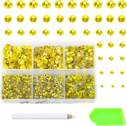 Miniatura 14 de AD Beads 4500 diamantes de imitación termoadhesivos con parte trasera plana, 6 tamaños (0.079-0.236 in), gemas de cristal redondas con pinzas