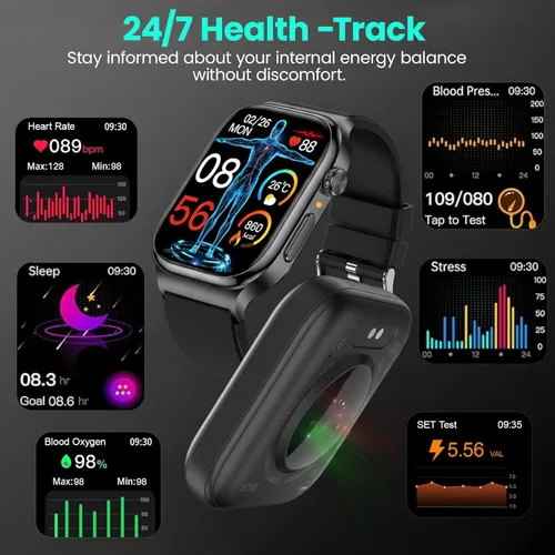 Miniatura 2 de Reloj inteligente de salud para mujeres y hombres, reloj AMOLED de 2.04 pulgadas con frecuencia cardíaca 24/7, seguimiento del sueño, oxígeno