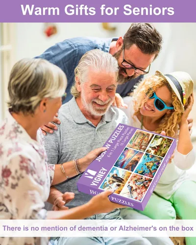 Miniatura 7 de Yigney Paquete de 6 rompecabezas de 16 piezas grandes para personas mayores Alzheimer, producto para actividades de demencia de ancianos, juego