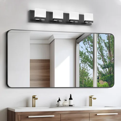 Miniatura 7 de SineRise Lámparas de tocador de baño modernas LED (4 luces, 30 pulgadas, 5CCT), lámparas de pared de baño modernas de acrílico mate negro sobre