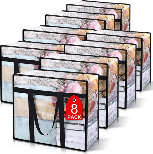 Miniatura 8 de 1 paquete de bolsas de almacenamiento transparentes para cobijas, organizadores de armario de vinilo para ropa y edredones, contenedores