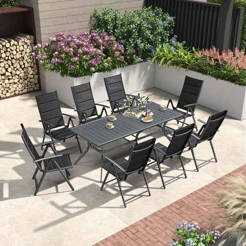 Miniatura 8 de PURPLE LEAF Juego de 2 sillas plegables para patio al aire libre, sillas de camping reclinables al aire libre con asiento acolchado de algodón