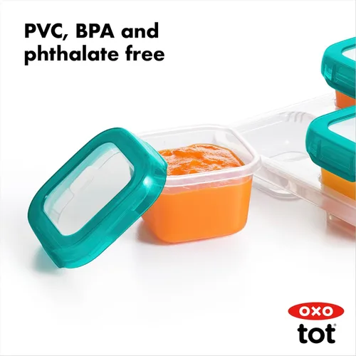Miniatura 8 de OXO Tot Baby Blocks - Contenedores de almacenamiento para congelador, color verde azulado (4 onzas)