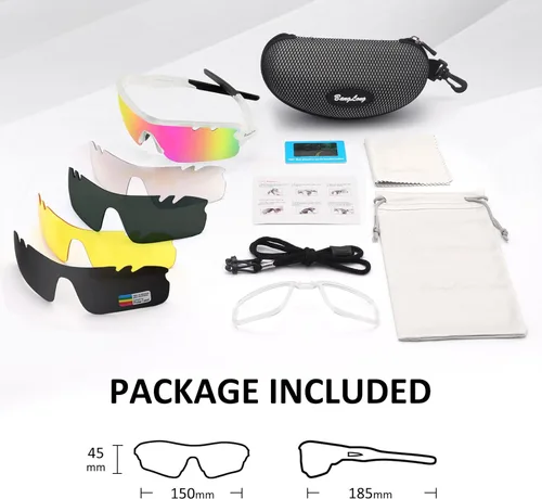 Miniatura 6 de BangLong Polarized Sports Sunglasses Cycling Sun Glasses for Men Women with 5 Interchangeable Lenes for Running Driving