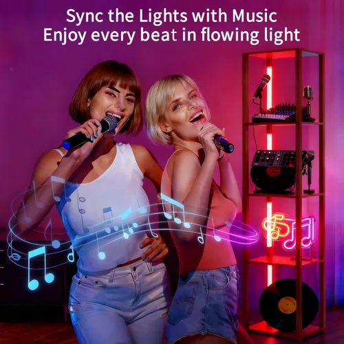 Miniatura 2 de RGBCW - Lámpara de pie con estantes, lámpara de pie LED inteligente moderna con sincronización de música, lámpara de estante de esquina que cambia