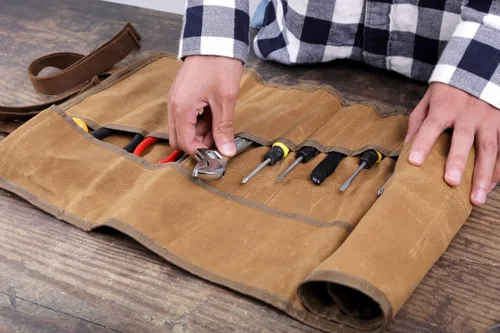 Miniatura 6 de Denifiter Bolsa enrollable de 20+4 bolsillos, bolsa enrollable para herramientas de mano, rollo de llave de lona encerada duradero de 16 onzas