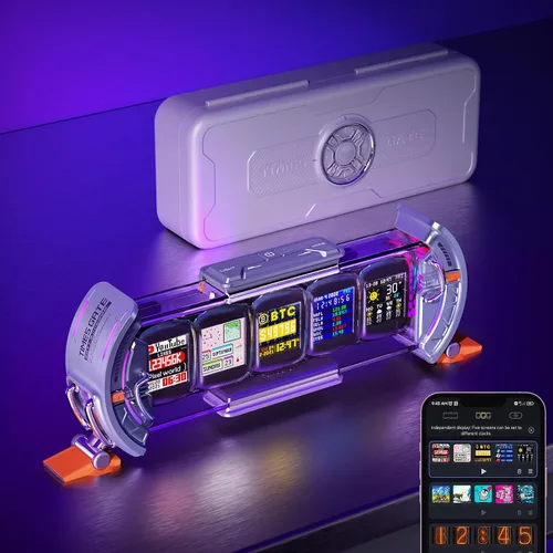 Divoom Times Gate - Reloj de alarma digital de configuración de juego Cyberpunk, aplicación inteligente, conexión WiFi, pantalla LED RGB, panel Plata