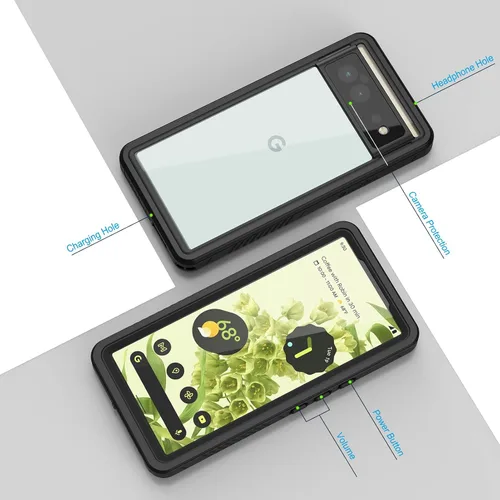 Miniatura 6 de Lanhiem Funda para Google Pixel 6, impermeable IP68 a prueba de polvo con protector de pantalla integrado, funda protectora de cuerpo completo