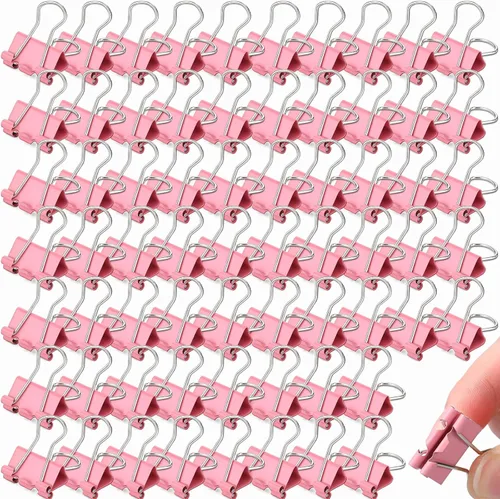 Yexiya 300 Pcs Small Binder Clips Sturdy 0.75 Inch Pink Paper Med Clips Office Supplies Paper Clamps for Office Teachers Students School Business