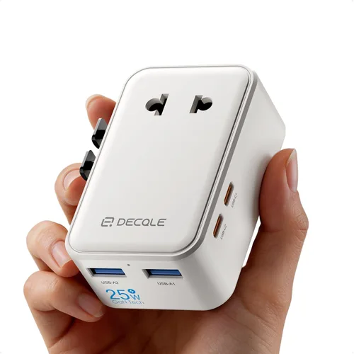 Miniatura 17 de Adaptador de viaje universal, adaptador de enchufe de viaje internacional con 2 puertos USB-C y 2 puertos USB-A, con toma de corriente AC adicional