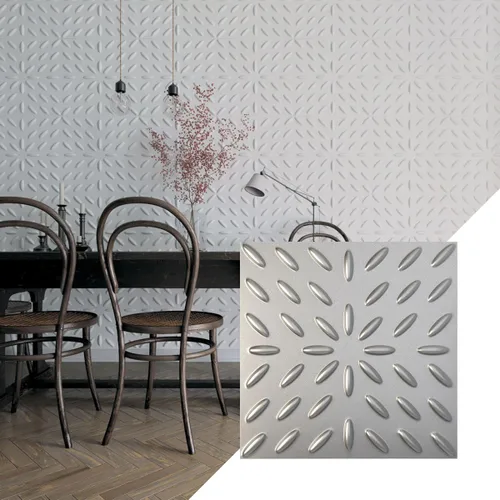 Miniatura 9 de Ekena Millwork WP20X20BLWH 19 5/8 pulgadas de ancho x 19 5/8 pulgadas de alto Blaze EnduraWall Decorativo 3D Panel de pared cubre 2.67 pies cuadrados