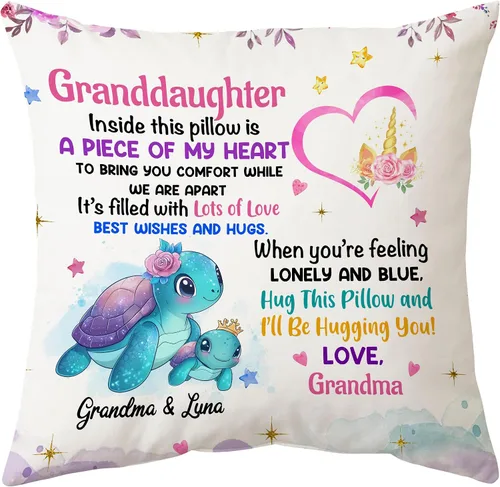 Miniatura 19 de Hyturtle Almohada para nieta (inserto incluido), regalos de Navidad y cumpleaños para nieta de abuela y bisabuela, almohada costera de tortuga Nieta