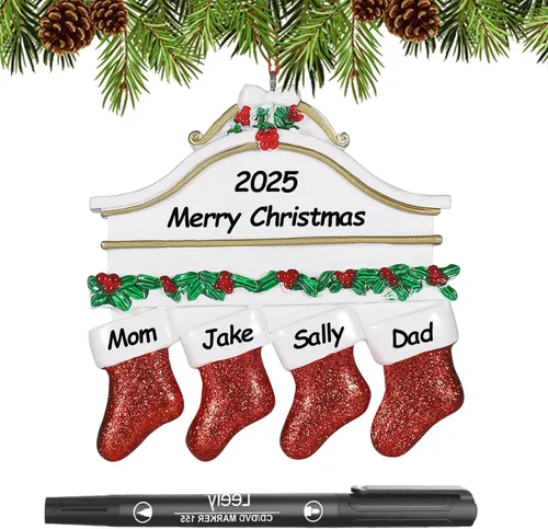 Miniatura 23 de Adornos de Navidad personalizados 2025, familia de 2, 3, 4, 5, 6, gnomo, adorno de Navidad personalizado con nombres, adornos familiares Gnomos