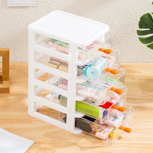 Miniatura 4 de Gagee Mini cajones de almacenamiento apilables de 5 cajones, cómodas de plástico con cajones para artes y manualidades, herramientas pequeñas