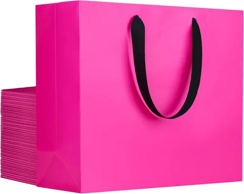 Miniatura 9 de EUSOAR Bolsas de Regalo Grandes Azul Marino, Paquete de 25 - Bolsas de Papel de Compras de 12.5"x4.5"x11" con Asas para Negocios, Manualidades