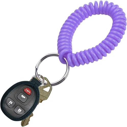 Miniatura 53 de Lucky Line - Resorte de muñeca en espiral de 2 pulgadas de diámetro con llavero de acero, multicolor, pulsera flexible para muñeca, se estira hasta