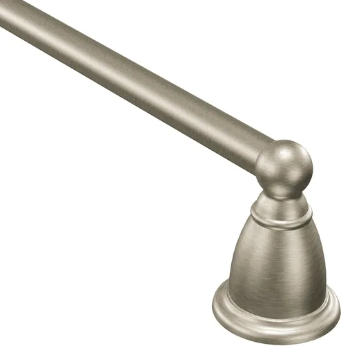 Moen Brantford YB2224BN - Toallero de baño individual de níquel cepillado de 24 pulgadas, colgador de toallas tradicional montado en la pared,