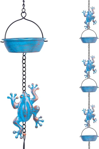 Miniatura 9 de Cadena de lluvia de 13.4 pies, cadenas de lluvia de colibrí para exterior, campana de cadena de lluvia de cobre con 12 tazas, cadena decorativa