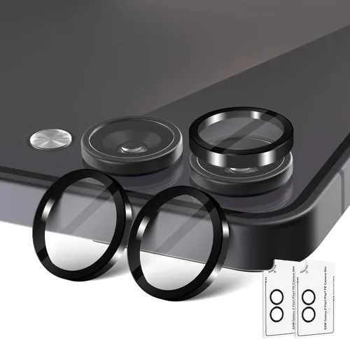 Miniatura 40 de Orzero Protector de lente de cámara compatible con Samsung Galaxy S25, bandeja de instalación de un solo paso, cubierta de vidrio con anillo