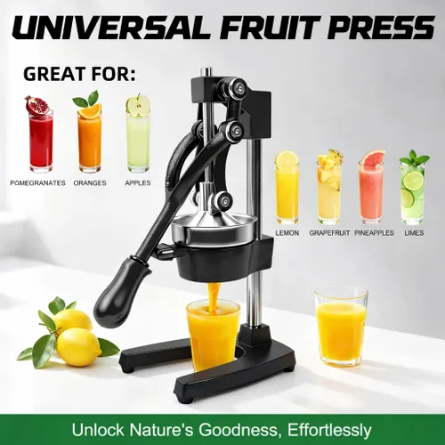 Miniatura 7 de Exprimidor de hierro fundido – Exprimidor manual de servicio pesado fácil de limpiar, exprimidor profesional de cítricos de acero inoxidable