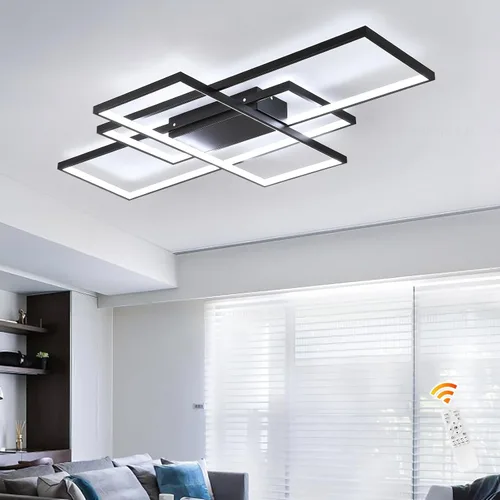 Miniatura 10 de GEADI Lámpara de techo moderna regulable, lámpara de techo LED blanca de 35.4 pulgadas con control remoto, accesorio de iluminación rectangular
